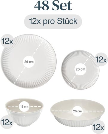 Набір посуду Steingut Hygge 24 шт. для 6 осіб (світло-сірий), Tafelservice, Pure Living, TESTSIEGER