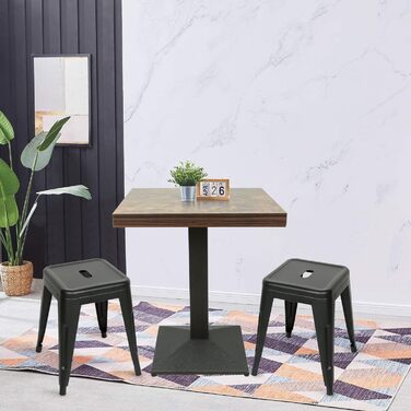 Стол кухонний Homewell квадратний на одній ніжці, 60x60x75 см, коричневий (вінтажний дизайн годинника), для 4 осіб