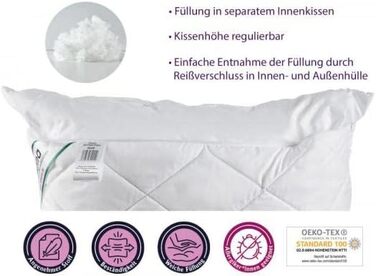 Подушка з мікрофібри Allsaneo 80x80 см, підходить для алергіків, повністю стирається, на блискавці