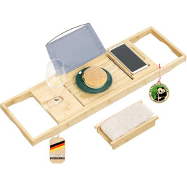 Підставка для ванни з бамбука Floordirekt, регульована, з полицею для книг, висувна, Oklahoma