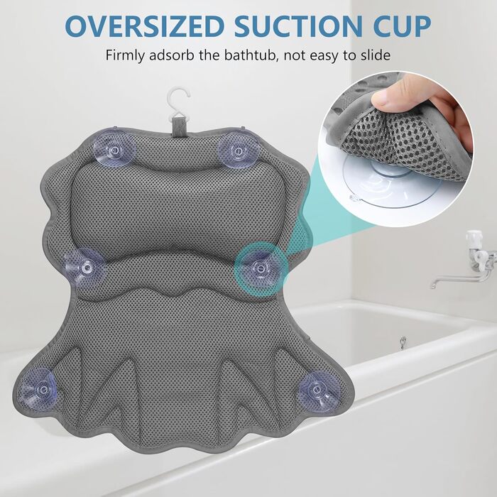 Підголовник для ванни SetSail: комфортна підтримка шиї та спини, сірий