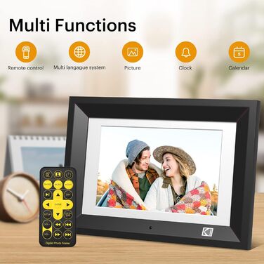 Цифровий фоторамка Kodak 10 дюймів з акумулятором, Wi-Fi, 32 ГБ, HD IPS сенсорний екран, фото/відео/музика, керування через додаток (Чорний)