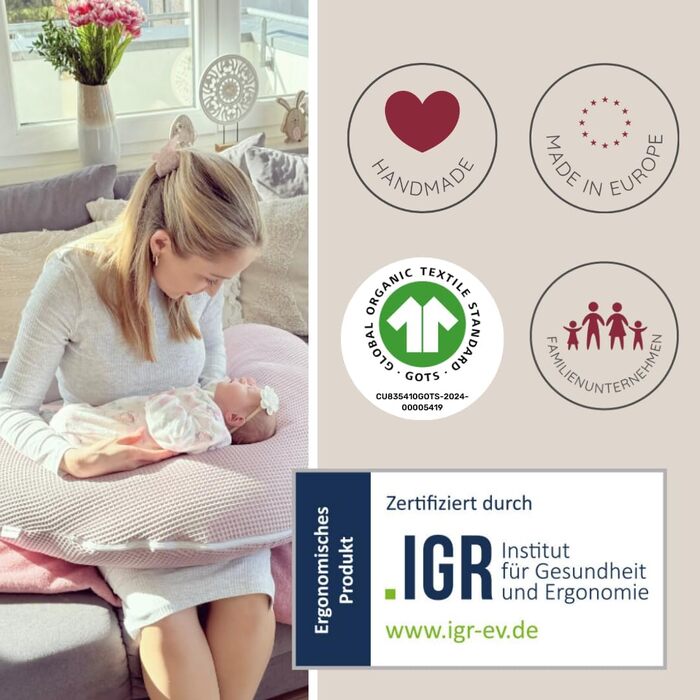 Подушка для вагітних HOBEA-Germany 190x76 см XXL, для мами та дитини, бокова підтримка, бавовна Bio, подушка для годування