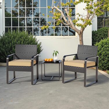 Набір садових меблів Bealife з ротангу для балкона, тераси, двору (2 місця), бежевий