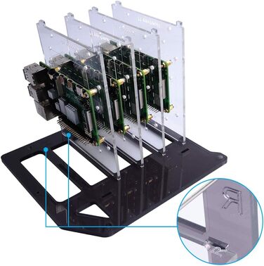 Стійка-корпус GeeekPi для Raspberry Pi, 4-рівнева, з 120 мм RGB LED вентилятором, для Raspberry Pi 4B/3B+/3B/2B/B+ та Jetson Nano