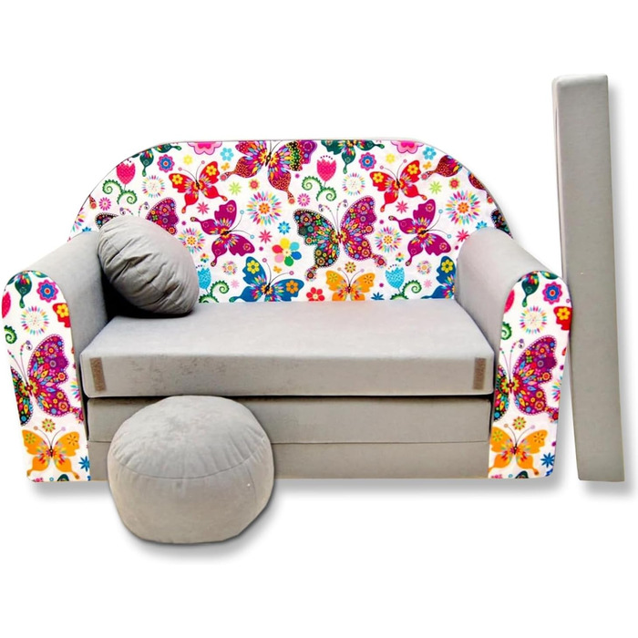 Дитяче диван-ліжко 3в1 з функцією висування, трансформер для дитячої кімнати, м'який пуф-крісло для дівчаток та хлопчиків, модель A33