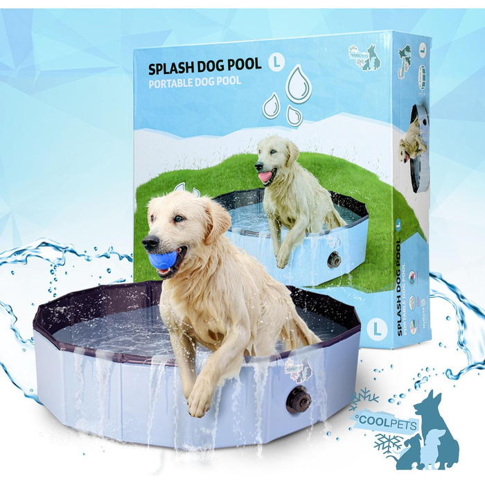 Басейн для собак CoolPets Splash - Басейн для охолодження для собак - Басейн для собак - Ванночка для собак - Грайливе охолодження - ø 120 x 30 см - L