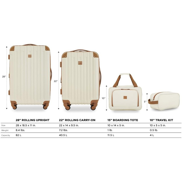Набір валіз Travelers Club Midtown Hardside Vanille, жорсткий, для подорожей