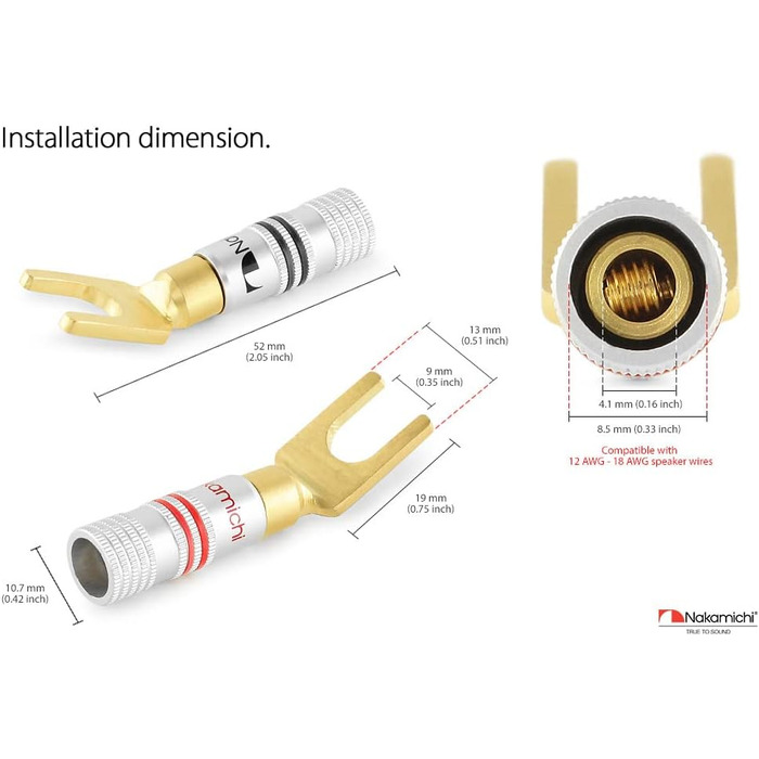 Штекер-банан Nakamichi 24K з позолоченим покриттям 4мм для колонок, 10 шт. (5 пар)