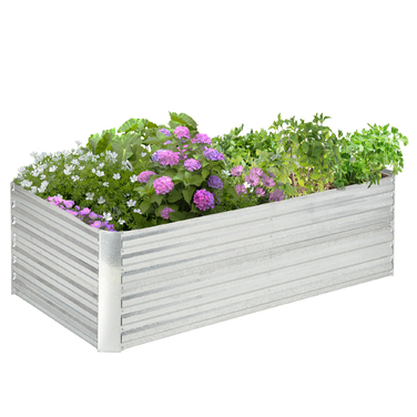 Outsunny Сталева піднята грядка, Грядка з холодним каркасом Садова клумба Flower Box Pluggable, Кашпо Box 180x90x60см для саду, балконного патіо, овочевої грядки для квітів, рослин, фруктів