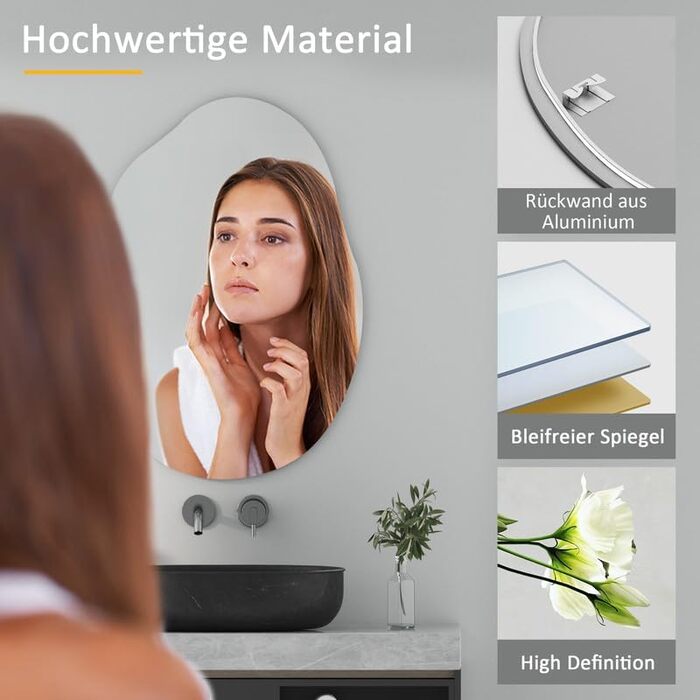 Дзеркало для ванної кімнати Spiegel Schwarz 40x60 см з металевим каркасом, прямокутне, для ванної, вітальні, спальні, гостьового WC