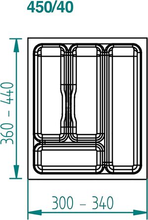 Лоток для столових приборів Stauraum-Shop, можна вирізати за розміром, якість Made in Germany (Ш 300-340 мм Д 360-440 мм)