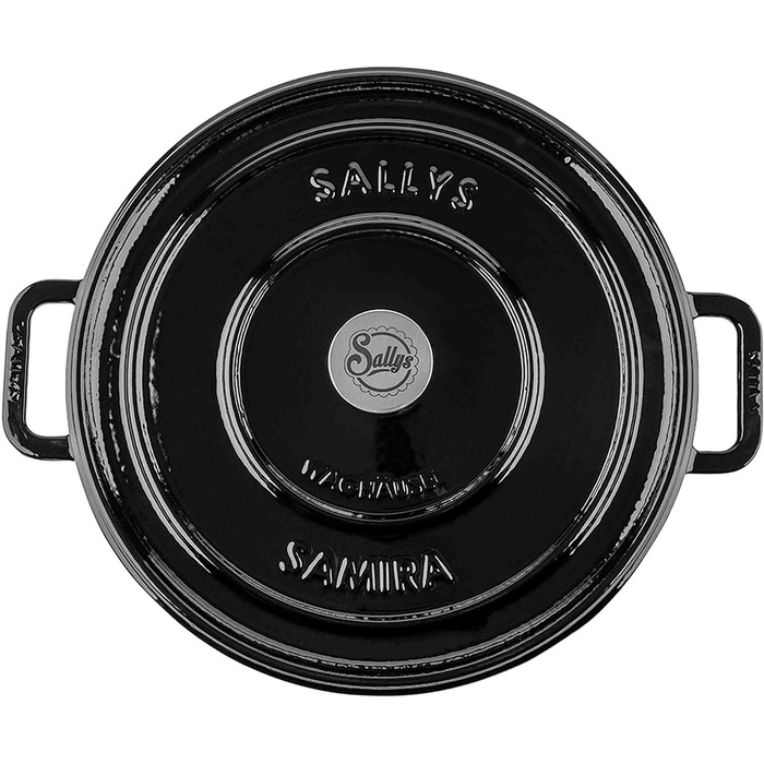 Чавунна каструля Sally's 'Samira Deluxe - ідеальне приготування, 2,2 л, всі типи варильних поверхонь, термостійкість до 250C (Fury Black)