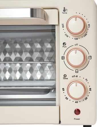 Міні-піч 22L з грилем та решіткою, 1000W, таймер 60хв, піч для піци, 120-250°C, електрична піч для сім'ї, вечірок, грилів, сніжків та десертів