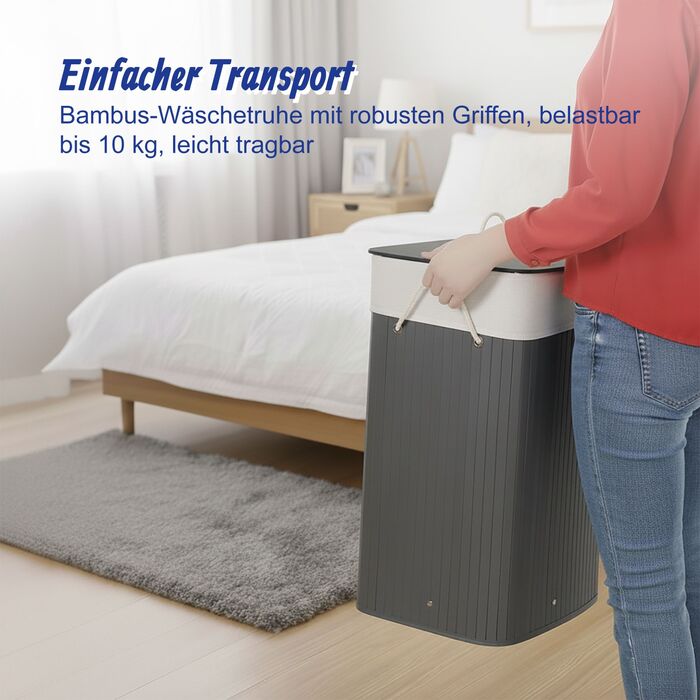 Кошик для білизни Relaxdays з бамбука та кришкою