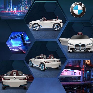 Дитячий електромобіль HOMCOM BMW з пультом, фарами, MP3, білий, 3-5 км/год, для дітей 3-5 років