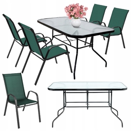 Комплект садових меблів: великий стіл (140x80) та 4 металеві стільці