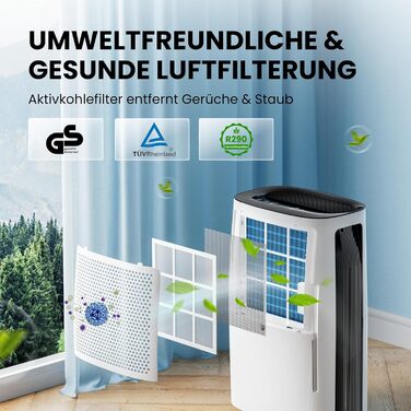 Електричний осушувач повітря 15L, 30㎡, з тачпанеллю, бак 2.5L, дренажний шланг, 46dB, таймер 24h, 3 роки гарантії (25L/день з керуванням через додаток)
