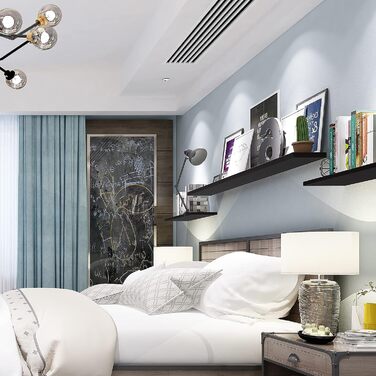 Полиця настінна WOLTU Wandboard для CD, DVD, книг, 120x22.9x3.8 см, чорна - для офісу, вітальні, спальні, кухні RG9315sz