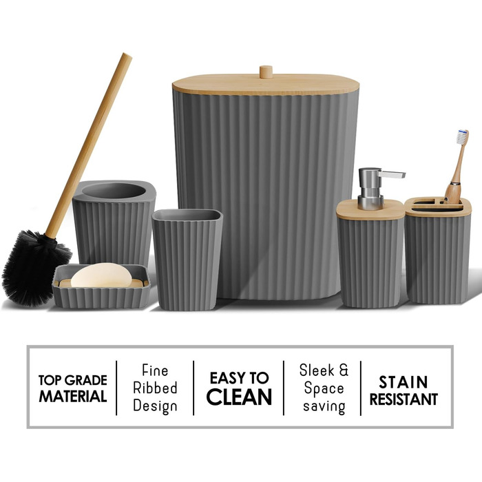 Набір аксесуарів для ванної кімнати Clara Clark Bad-Set Hunter Green (6 предметів) – зелений, повний комплект + килимок для ванної