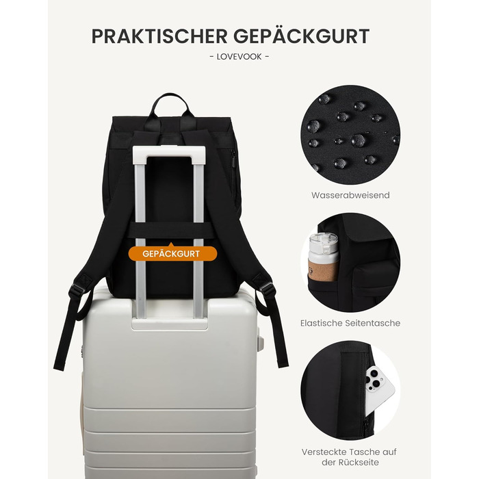 LOVEVOOK Рюкзак для жінок, 15.6 дюймів, рюкзак для школи, підлітки, водонепроникний, дівчатка, легкий, з відділенням для ноутбука, для подорожей, роботи, університету, повсякденного використання (17.3 дюйма, Чорний)