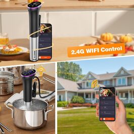 Sous Vide кухонний прилад Karienvir 1400W з LCD дисплеєм та Wi-Fi, точний занурювальний циркулятор для приготування їжі, IPX7 водонепроникний, з таймером