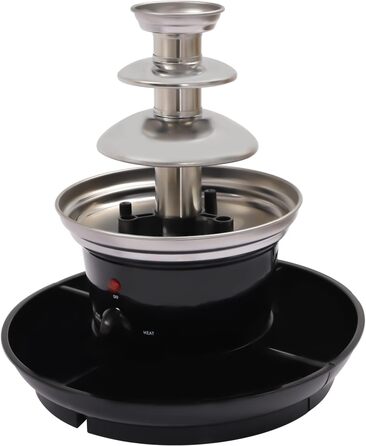 Шоколадний фонтан 3-ярусний, з нержавіючої сталі, 40W, з підсвічуванням та підсвічуванням, для свят та сімейних заходів (чорний)