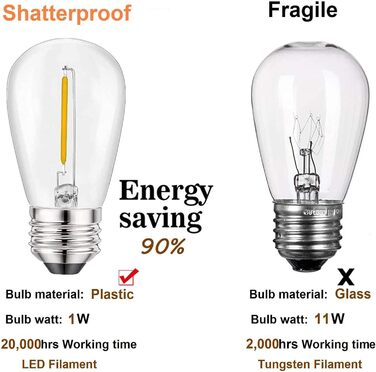 LED гірлянда для саду та тераси, 30 метрів, IP65, 15+1 лампочки E27, 2700K (тепле біле світло), для декору саду, вечірок та свят