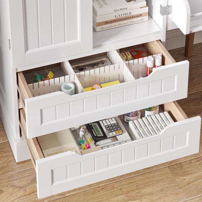 Високий шкаф Bealife для кухні, буфе́т з 2 шухлядами та 2 дверцятами, білий. Підходить для кухні, їдальні та вітальні.