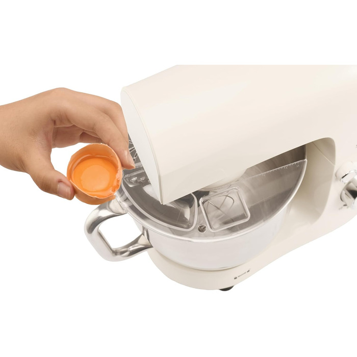 Кухонна машина SENYA 1500 Вт з чашею з нержавіючої сталі 5 л, 10 швидкостей + імпульсний режим, міксер, вінчик, гак в комплекті, захист від бризок з розділювачем яєць, тиха робота