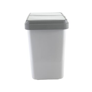 Двомісний контейнер для сміття Ribelli Duo з кришкою, пластиковий контейнер для сміття для кухні, герметичний контейнер для сміття, система поділу сміття 2 x об'ємом близько 25 літрів-Колір (Сірий)