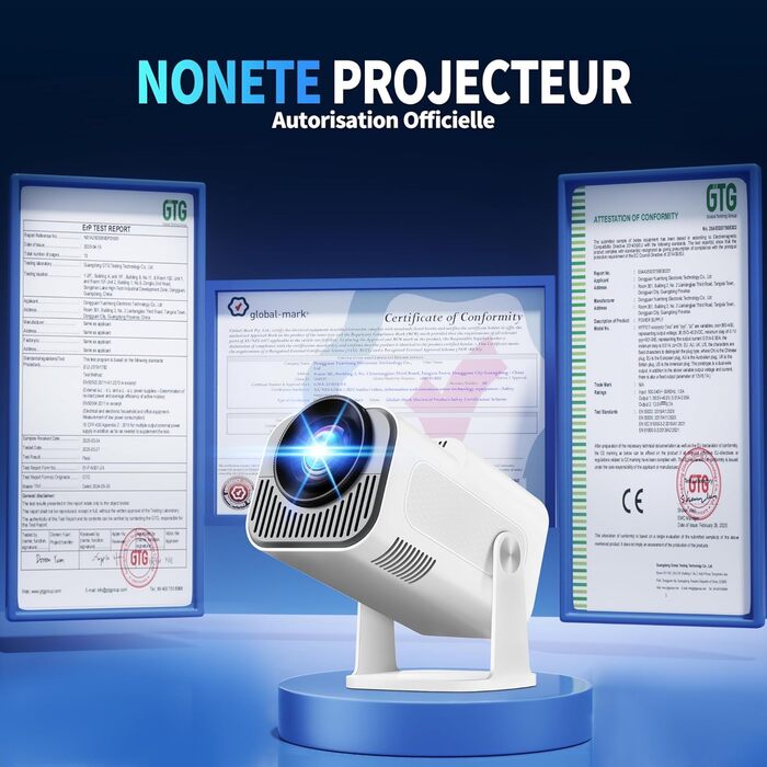 Портативний проєктор Mini Beamer 4K Full HD 1080P з Wi-Fi 6 та Bluetooth 5.2. Підтримка HDMI, TV Stick, Memory Stick, Laptop. Автоматична корекція трапецеїдальних спотворень, 270° обертання, білий. Модель 2026