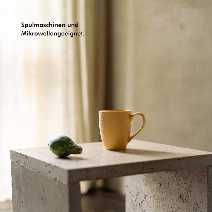 Набір кавових чашок KIVY 6 шт. по 400 мл - великі кавові чашки, чайні чашки, керамічні чашки, сучасний глечик для кави