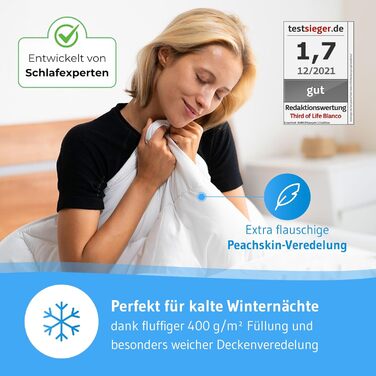 Ковдра зимова 155x220 см Blanco для алергіків, тепла та дихаюча, з вологорегулюванням, екологічна стегане покривало