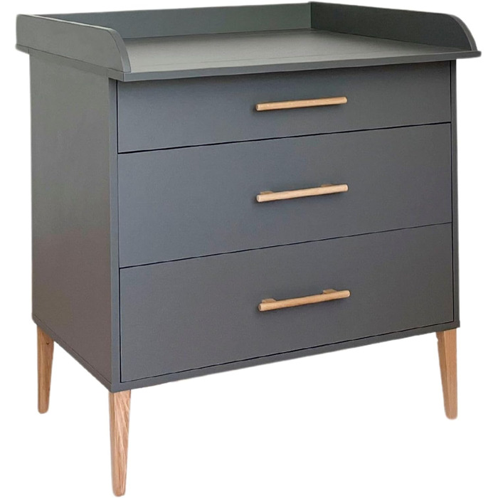 Комод для переодягання дитини ATB ILA з пеленальним столиком, 101 x 85 x 75 см, комплект для дитячої кімнати, функціональні меблі, зручний для малюків з шухлядами, білий/сірий