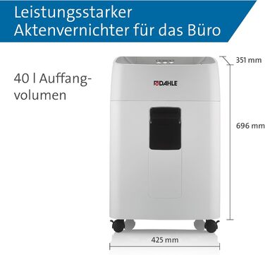 Шредер Dahle ShredMATIC 90 з автоподачею паперу, P-4, 300 аркушів, світло-сірий/сірий, без масла, без обслуговування