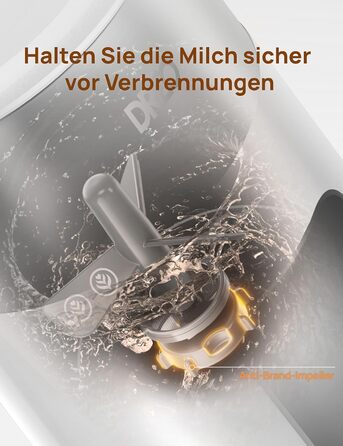 Dreo електричний спінювач молока 8-в-1 для лате арт, 270 мл, з підігрівом, LED, білий