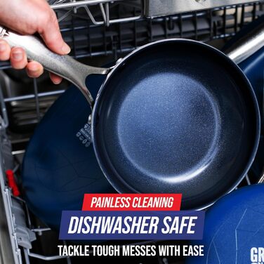Набір сковорідок Blue Diamond Cookware Diamantinfundiertes 2 шт. (24 см та 28 см), керамічне антипригарне покриття, без PFAS, для плити (в т.ч. індукційної), можна мити в посудомийній машині, термостійке
