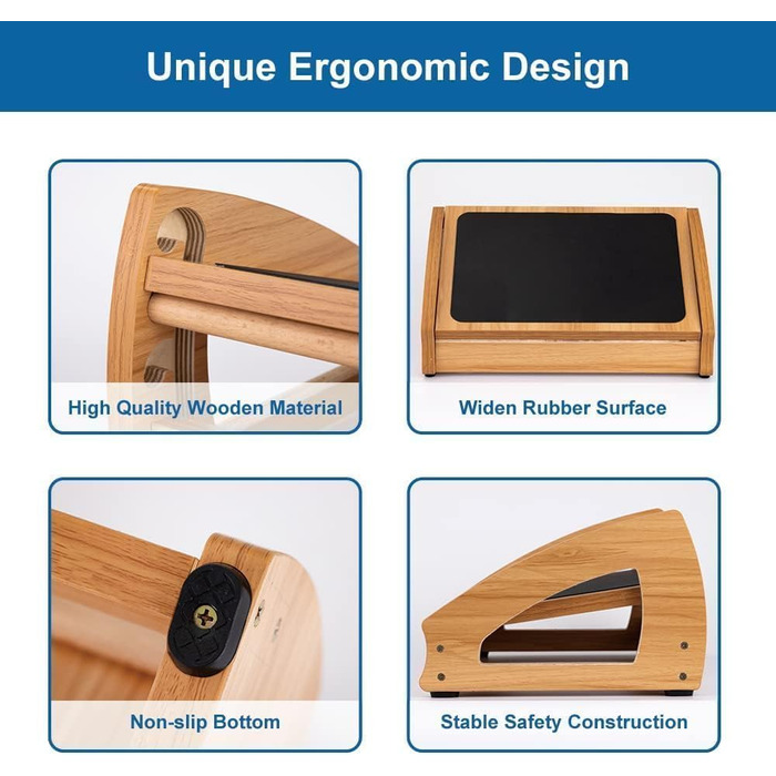 Підставка для ніг StrongTek під стіл, дерево, ергономічна, 3 положення, до 181 кг, для офісу