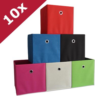 Набір з 10 складних коробок Складна коробка Тканинний ящик Складна коробка Коробка для зберігання полиць Коробки для зберігання (червоний)