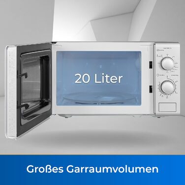Потужність 700 Вт Варильний простір об'ємом 20 л Компактна мікрохвильова піч Інтер'єр з нержавіючої сталі Таймер білий (мікрохвильова пічгриль, сріблястий), 802