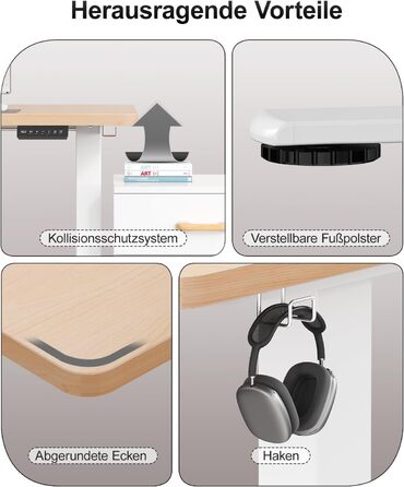 Дитячий електричний стіл Airfish 80x60/140x60 см з регулюванням висоти та функцією пам'яті | Стіл для дому/офісу