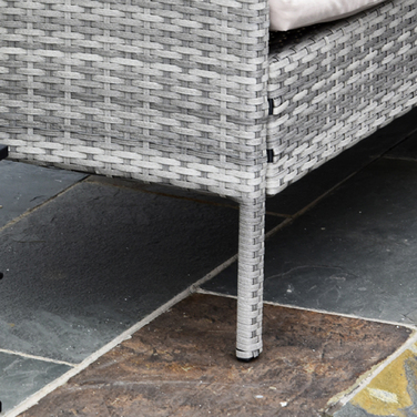 Набір садово-патіо меблів на 5 місць, ротанговий комплект з пуфами, металевий каркас, сірий колір, розміри 142 x 60 x 75 см