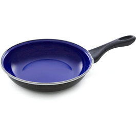 Індукційна сковорода з емальованої сталі, 28 см, безпечна для духовки та кип'ятіння до 160 C, придатна для миття в посудомийній машині, без PFAS, чорна, синя сковорода 28 см