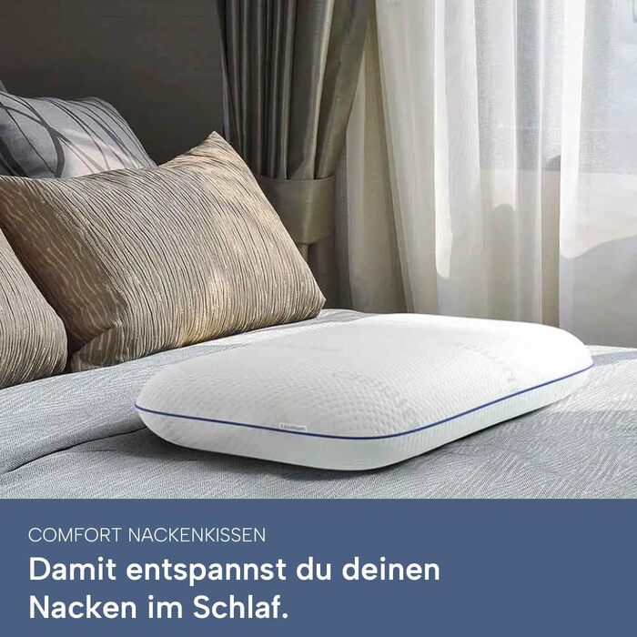Ортопедична подушка для шиї з піною Memory Foam 70x40 см для тих, хто спить на боці та на спині. Підтримка шийного відділу хребта.