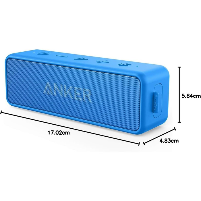 Портативна Bluetooth колонка Anker SoundCore 2, блакитна: потужний звук, глибокий бас, 24 год роботи, водонепроникність IPX7, сумісна з iPhone, Galaxy та іншими пристроями
