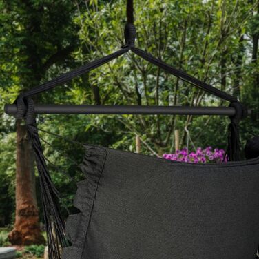 Підвісне крісло-гойдалка з подушкою 100x130x75 см, до 150 кг, для саду та дому, чорне