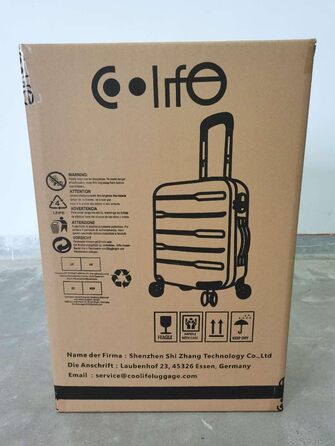 Жорсткий чохол COOLIFE, розширюваний, матеріал ПК, замок TSA, 4 колеса, білий, великий