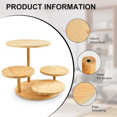 Багатоярусний стійка для тортів та капкейків з дерева, 4 яруси, Ø 30/32 см, для вечірок, днів народжень, святкового декору