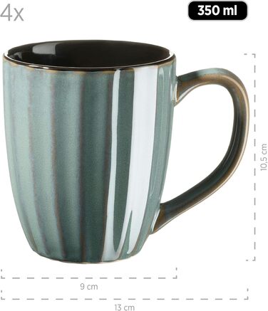 Набір посуду MÄSER Confino для 4 осіб (20 предметів) з кераміки Petrol/Чорний, Вінтаж